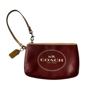 NWOT - Coach Wristlet, Horse And Carriage New York Logo, Crimson Red